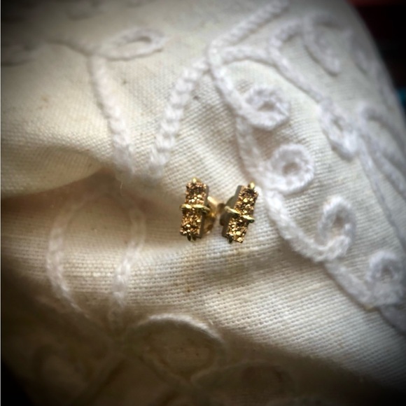 Gold Druzy posts - 14k over sterling - Picture 3 of 8